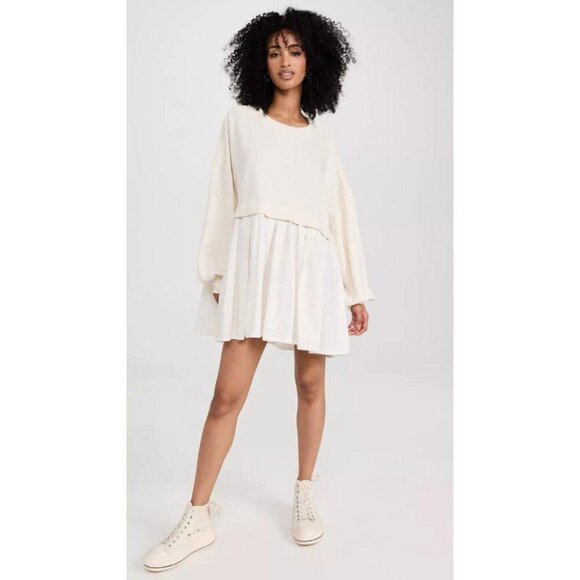 Free People Eleanor Sweatshirt Tunic Dress Oversized Cotton Solid XS NEW - Picture 7 of 10